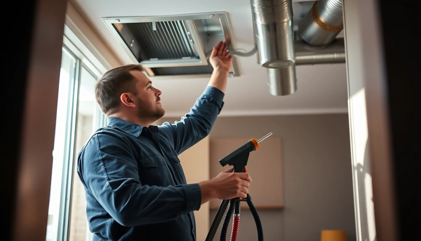 Technician performing air duct cleaning salt lake city, ensuring a healthy indoor environment.