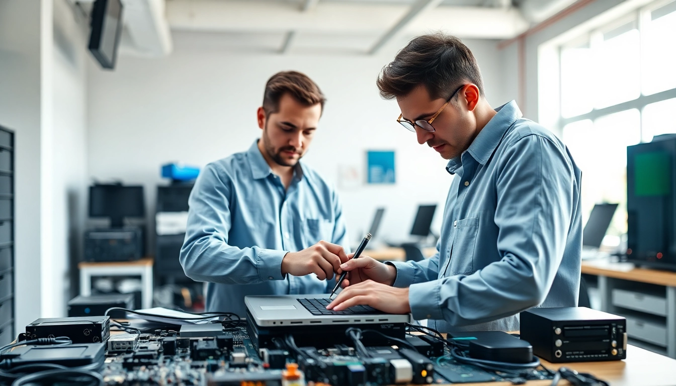 Riparazione pc Torino: esperto tecnico ripara un laptop in un laboratorio moderno.