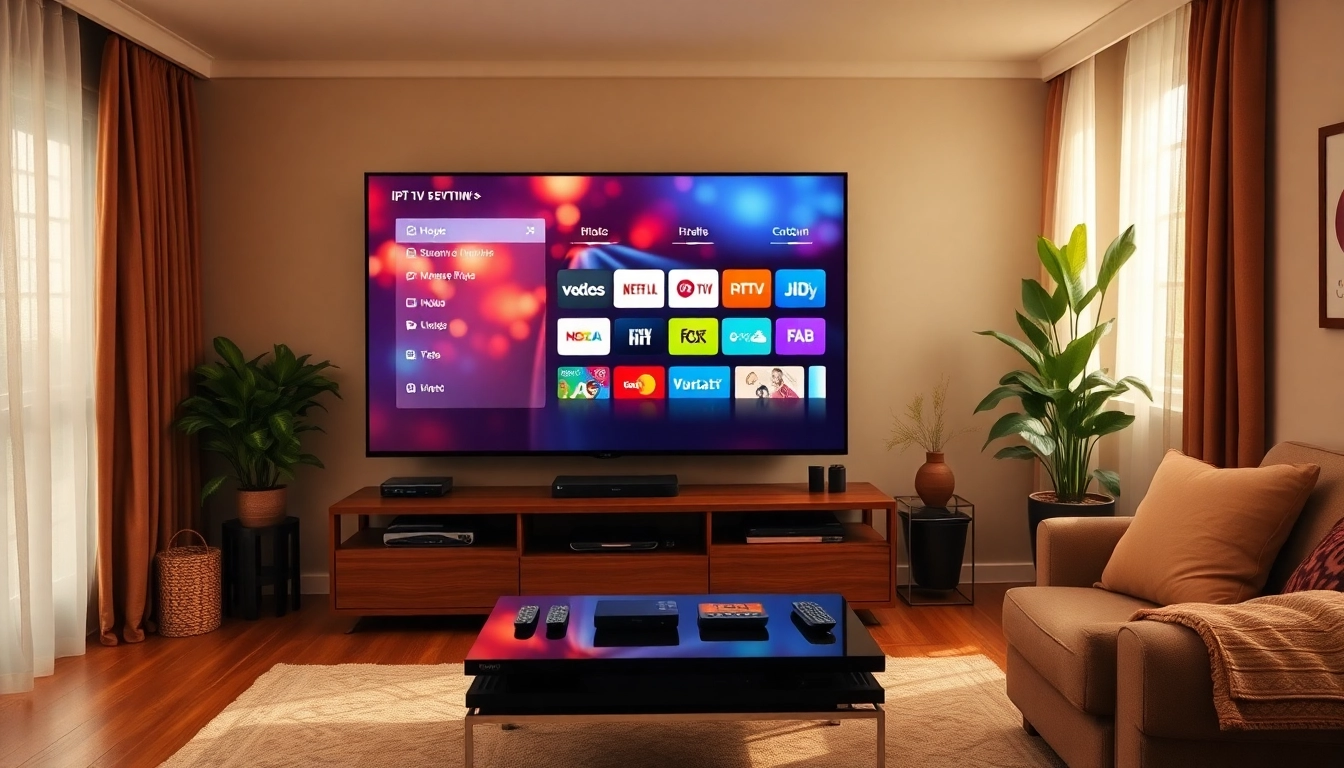 Experience Free trial iptv with our advanced IPTV setup in a cozy living room environment.
