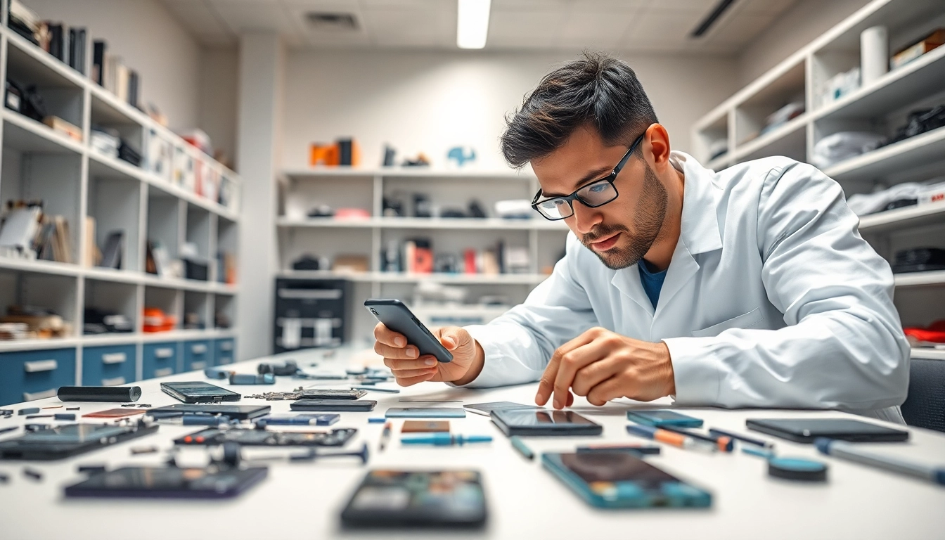Servizio di Torino riparazione cellulari con un tecnico esperto al lavoro.