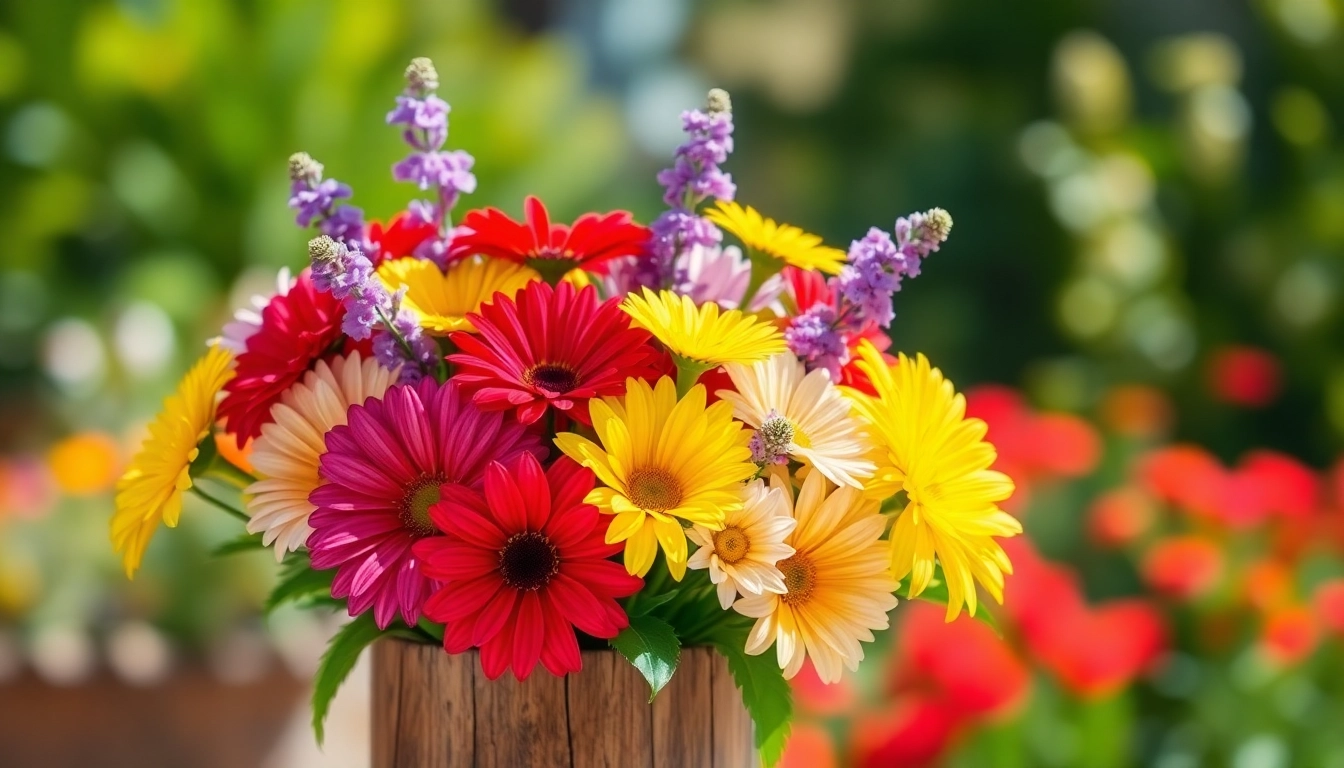 Arrange Fountain Valley flowers in a vibrant bouquet highlighting local blooms in natural light.