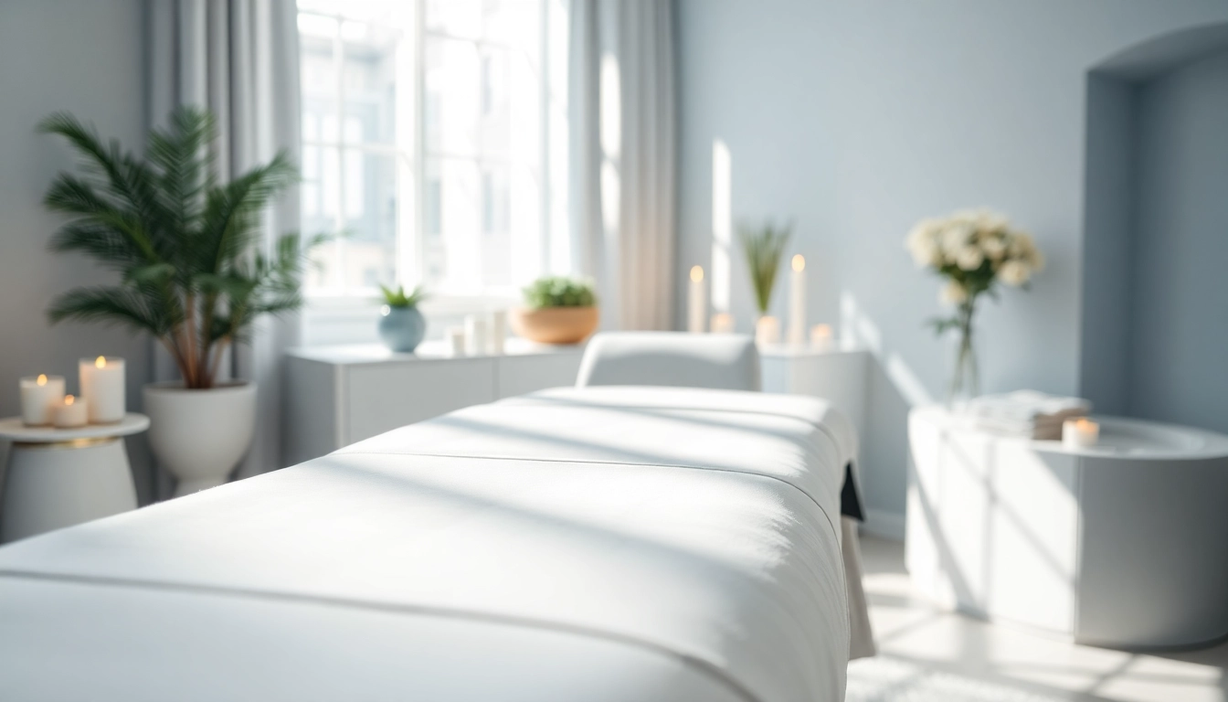 Verfügen Sie über eine luxuriöse kosmetik liege in einem entspannenden Spa-Ambiente.