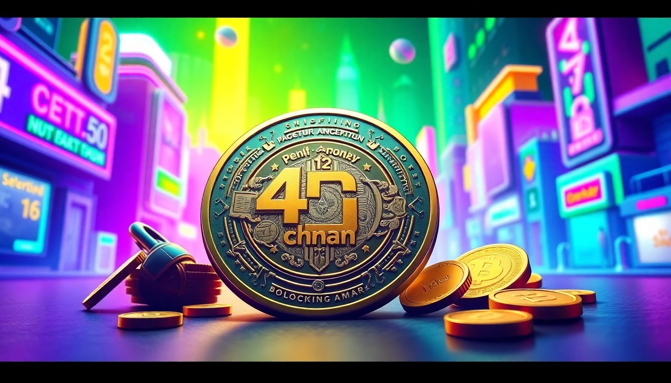 Showcase the vibrant 4chan meme coin against a neon-lit cityscape, symbolizing digital culture.