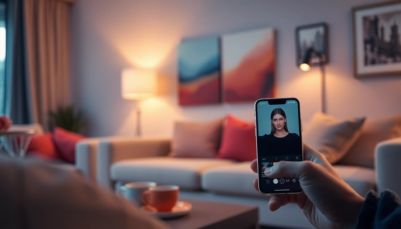 Engage in real conversations with sexchat ai chatbots in a cozy, modern living space.