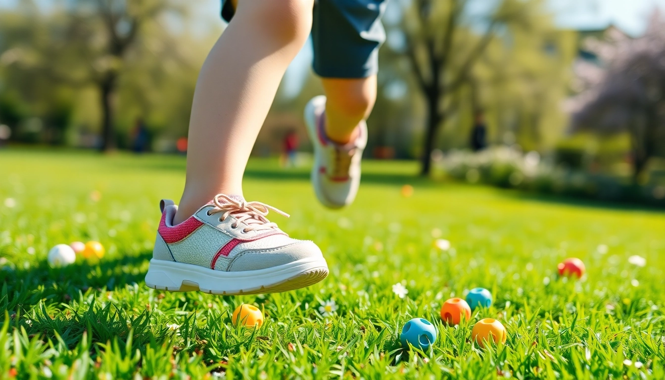Flexibles Kinderschuhe, die ein Kind während des Spiels im Freien anzieht.