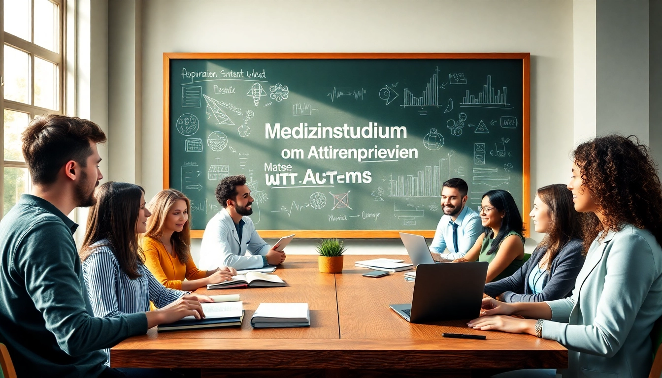 Medizinstudium ohne Aufnahmeprüfung, Studenten diskutieren lebhaft in einem kreativen Lernumfeld.