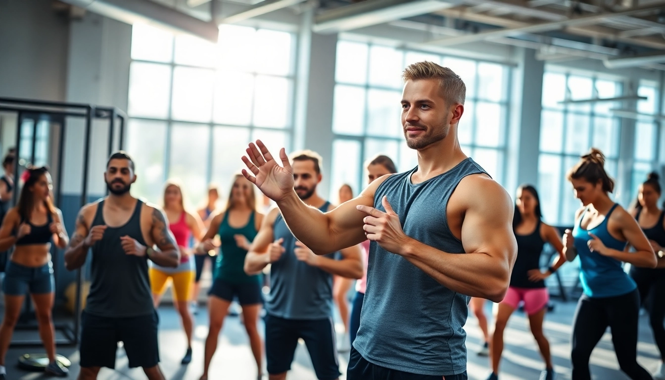 Engaging gym Training Consultation led by a professional trainer amidst enthusiastic participants.