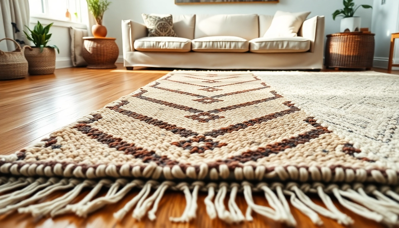 Beautify your space with elegant Beni Ourain rugs featuring intricate patterns.