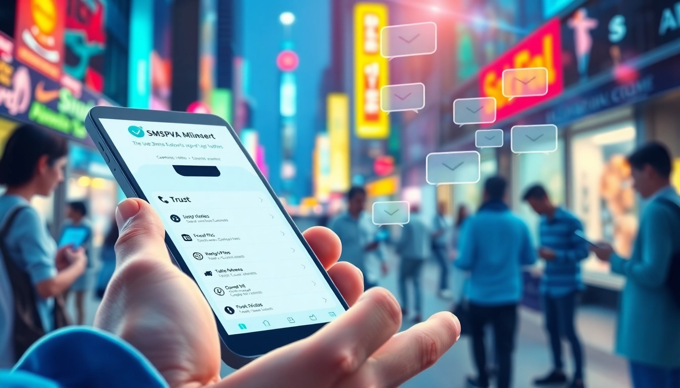 Engaging user experience with smsvpa service on smartphone amid urban vibrancy.