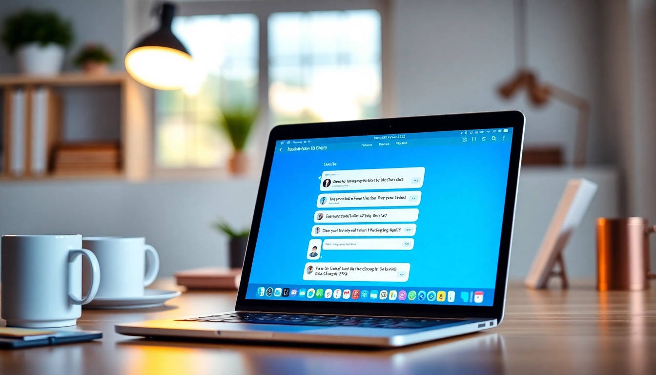 Engage with the Telegram電腦版 interface on a laptop, showcasing modern messaging features in an inviting workspace.