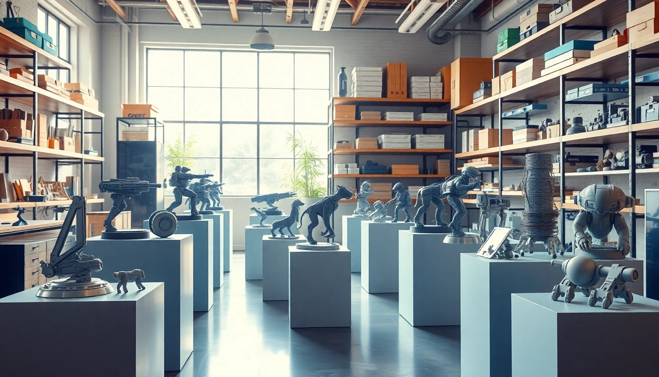 Showcasing 3D Modeling Services with intricate and vibrant product models in a creative studio.