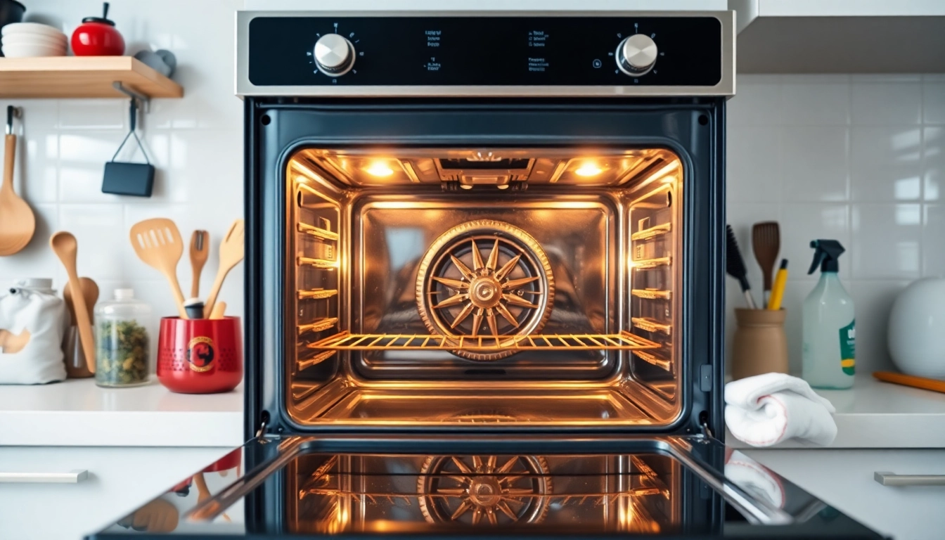 A clean and shiny oven during a professional oven cleaning dubai service, showcasing meticulous attention to detail.