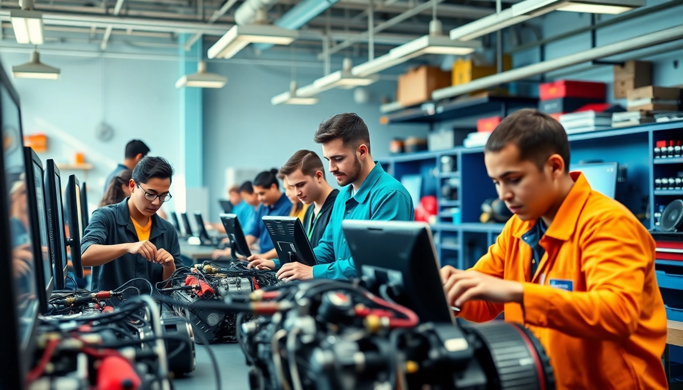 Students at a trade school Knoxville TN engaged in practical training activities, showcasing hands-on learning.