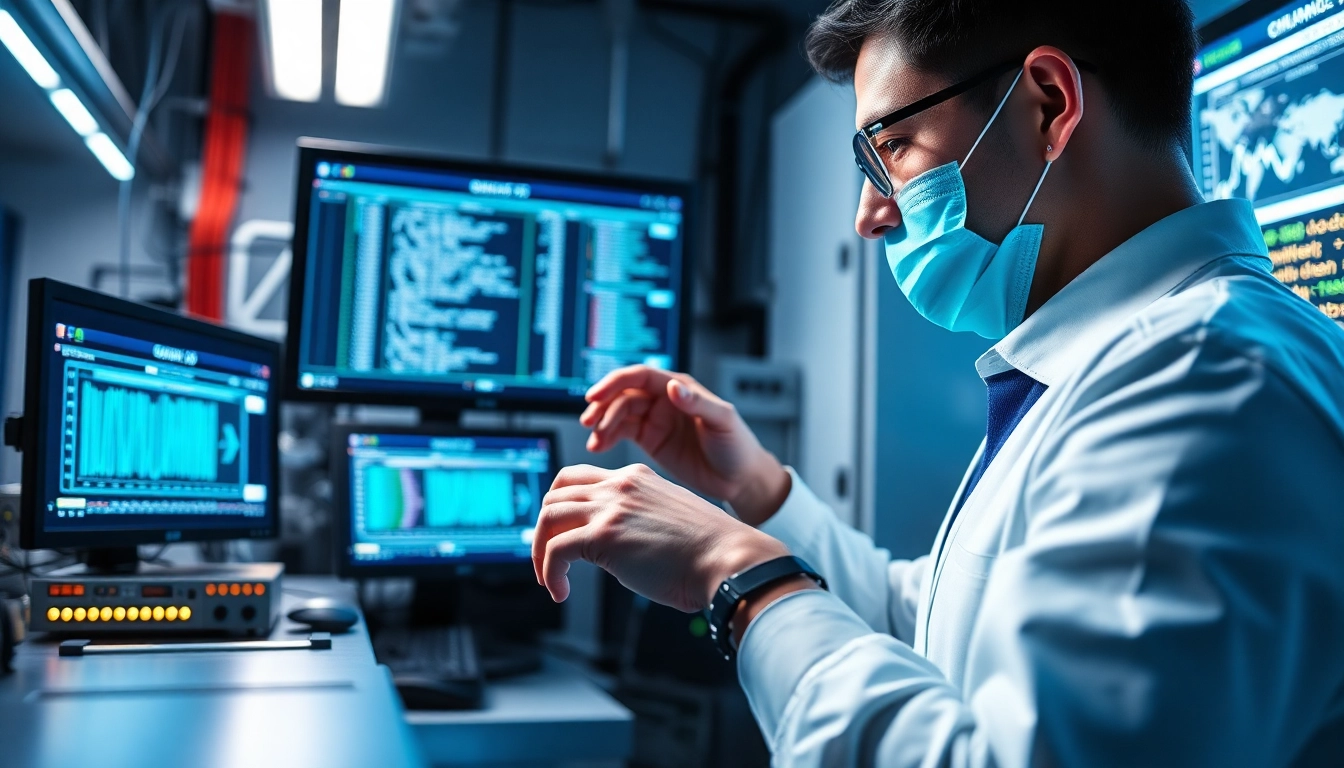 Diagnosing dma firmware issues with advanced equipment in a high-tech lab environment.