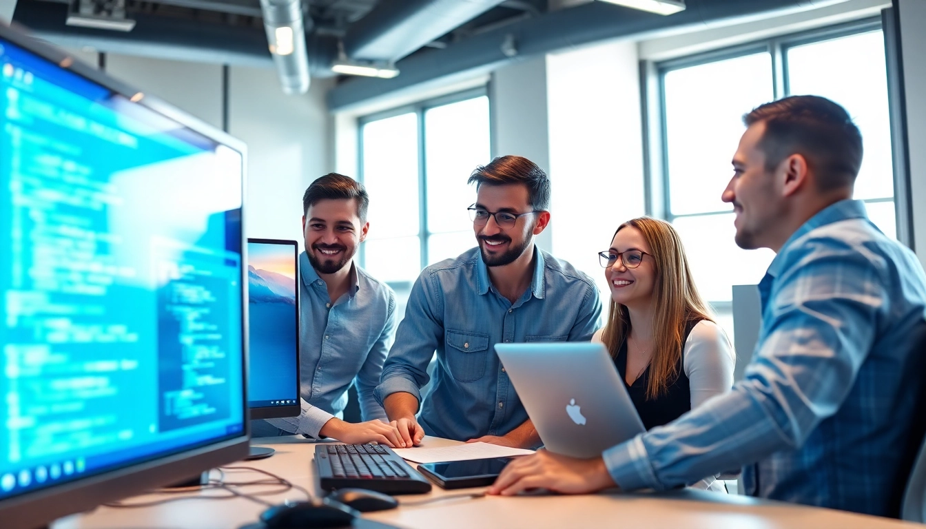 Sviluppo web app agenzia: team di sviluppo collaborativo in un ambiente professionale.