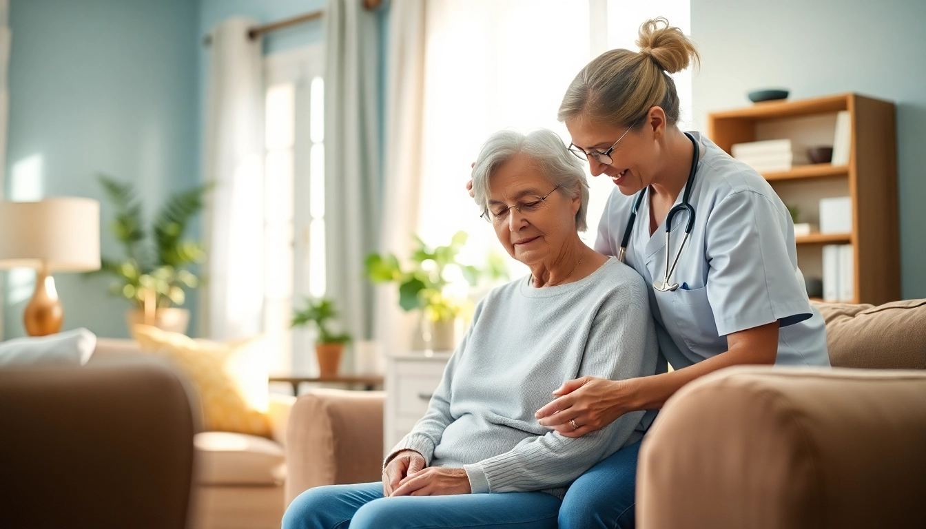 Providing compassionate austin senior home care for elderly individuals in a warm living room.