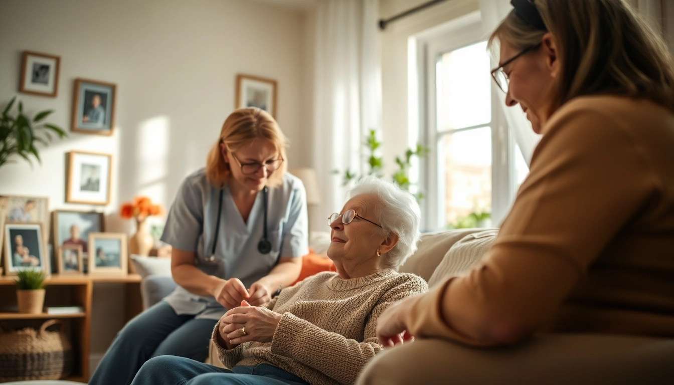 Caregivers providing austin senior home care in a warm, inviting home environment.