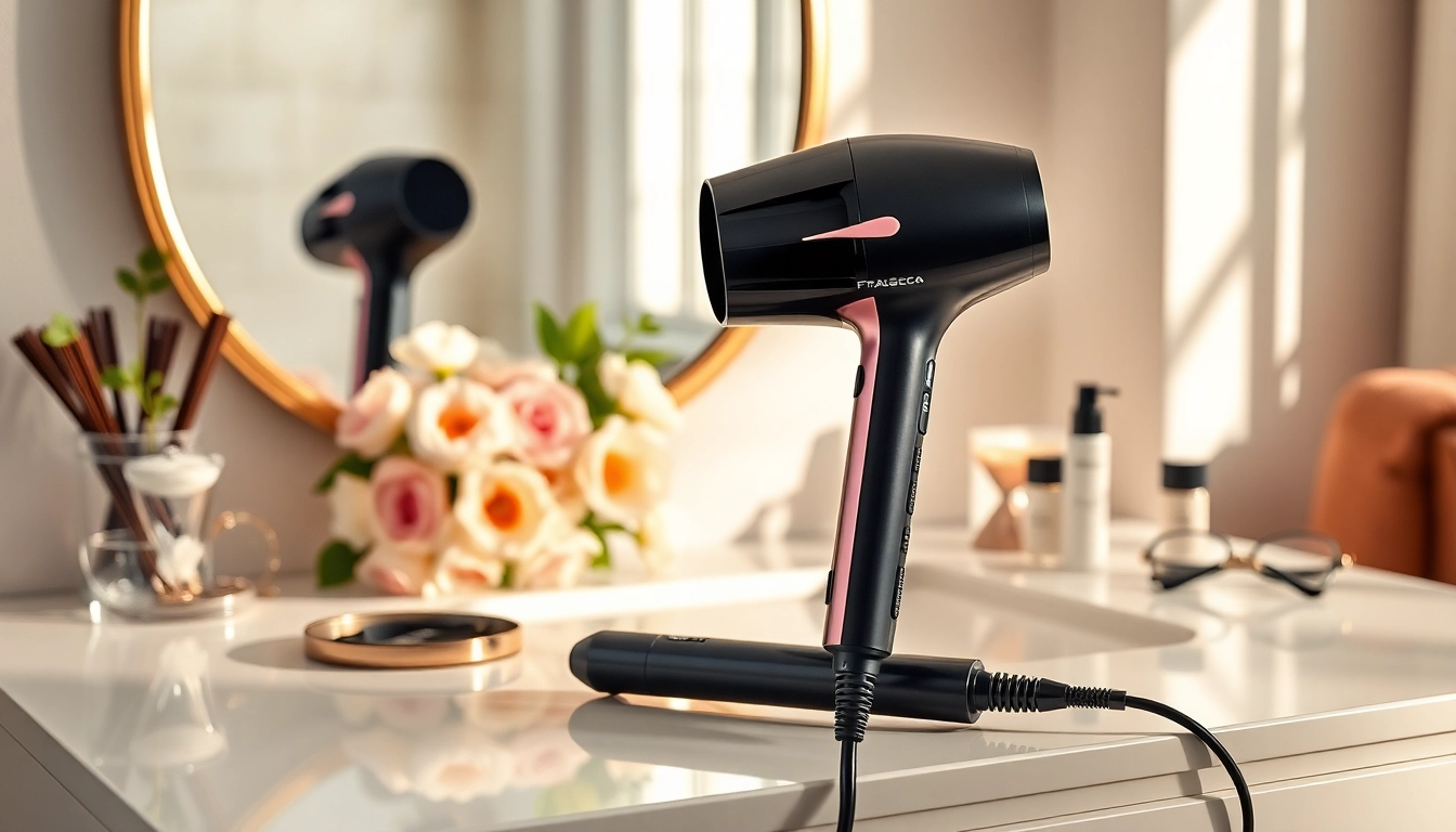 Fracsco AirBend™ S1 Pro Hair Styler & Dryer showcased elegantly on a vanity.
