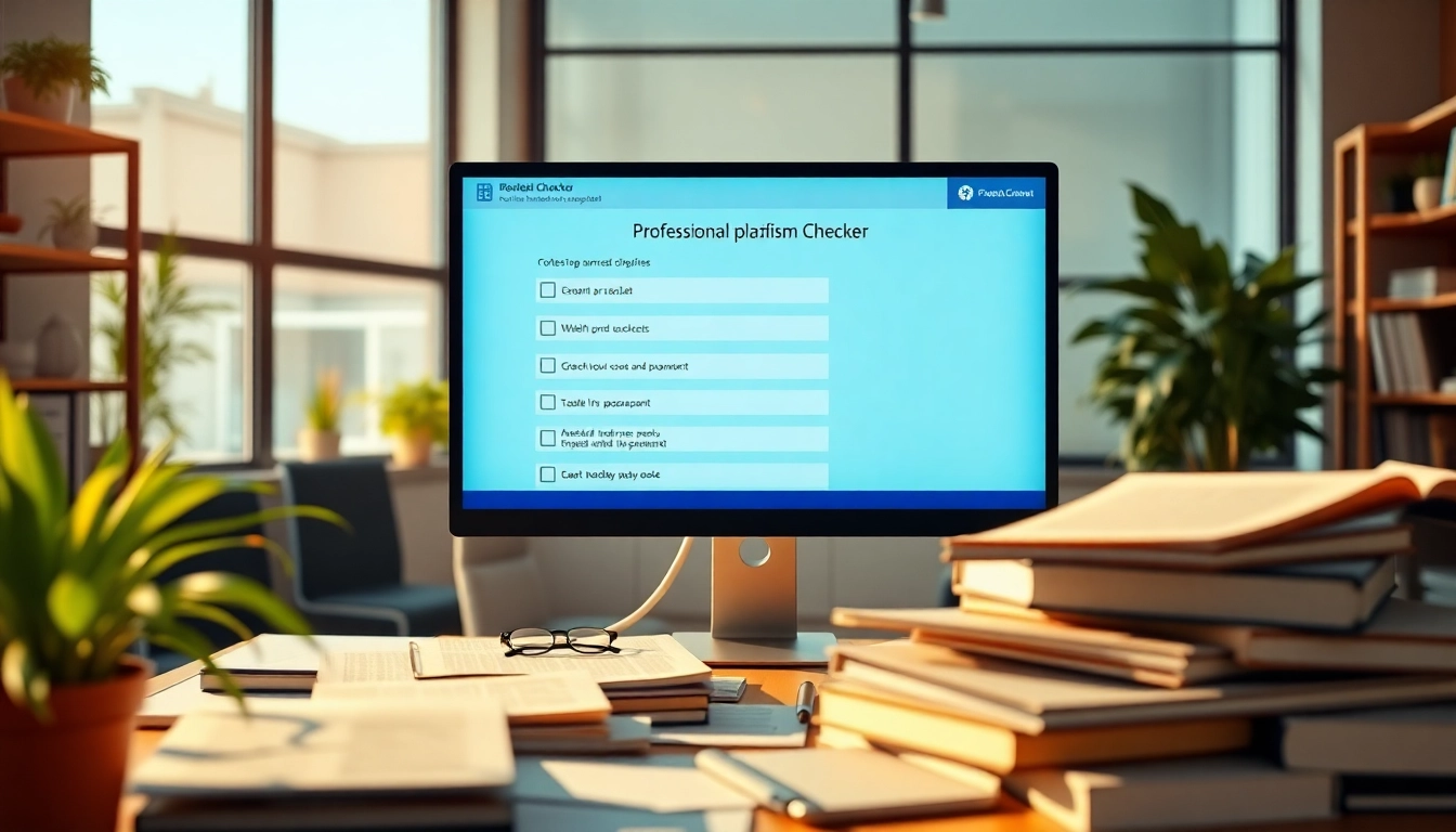 Engaging plagiarism checker tool displayed on a desktop to enhance writing accuracy.