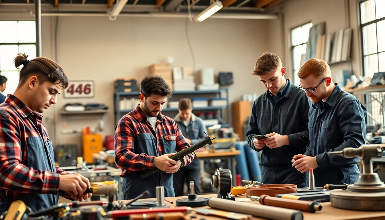 Hands-on training at a trade school Knoxville TN, showcasing diverse vocational skills and a professional atmosphere.
