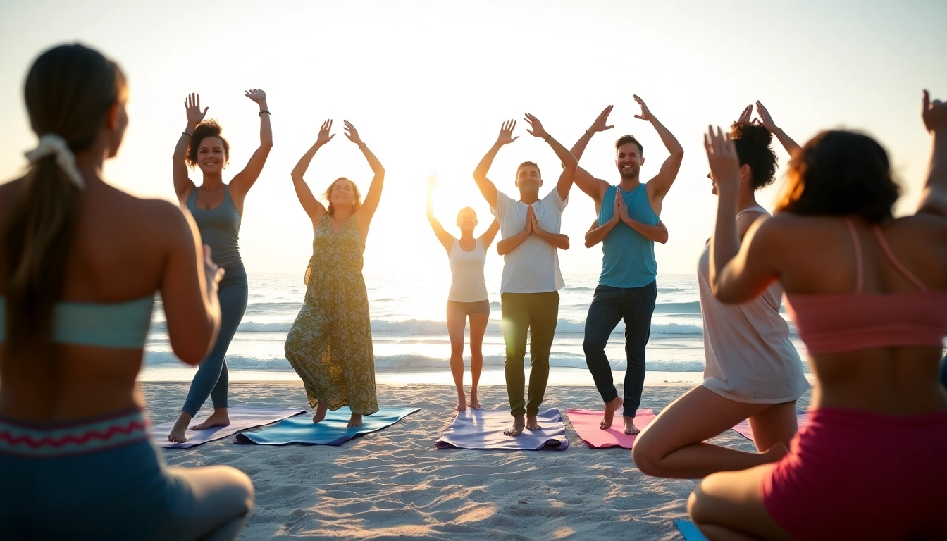 Engage with wellness and nutrition at https://newimage.world/ through a vibrant yoga session at sunrise.