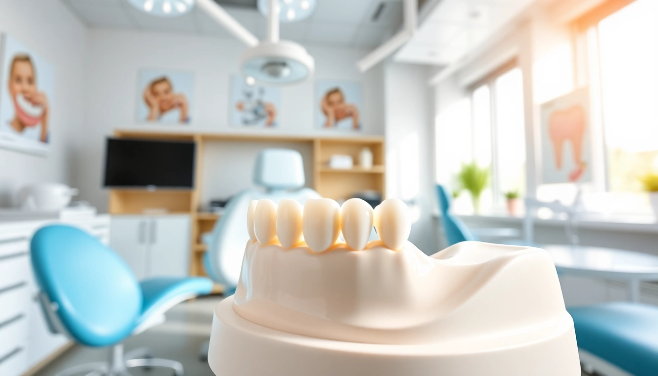 View dental bridges showcasing their design and materials in a bright clinic setting.