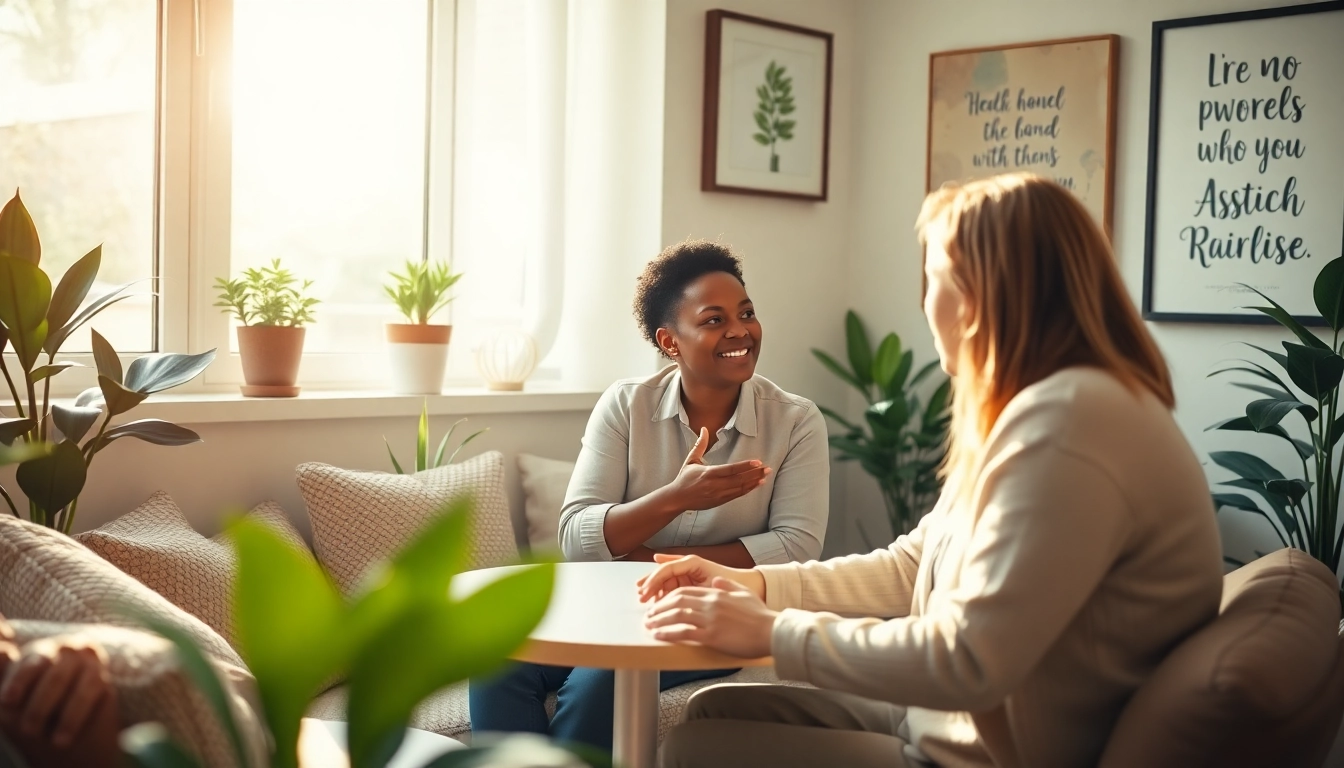 Attachment theory coach engaging meaningfully with a client in a supportive environment.