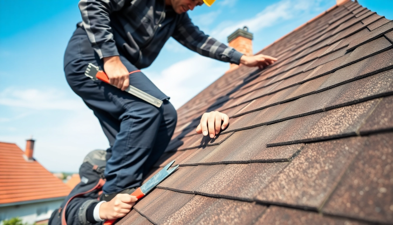 Expert evaluating a roof for dak laten vervangen Arnhem, showcasing professional roofing techniques.