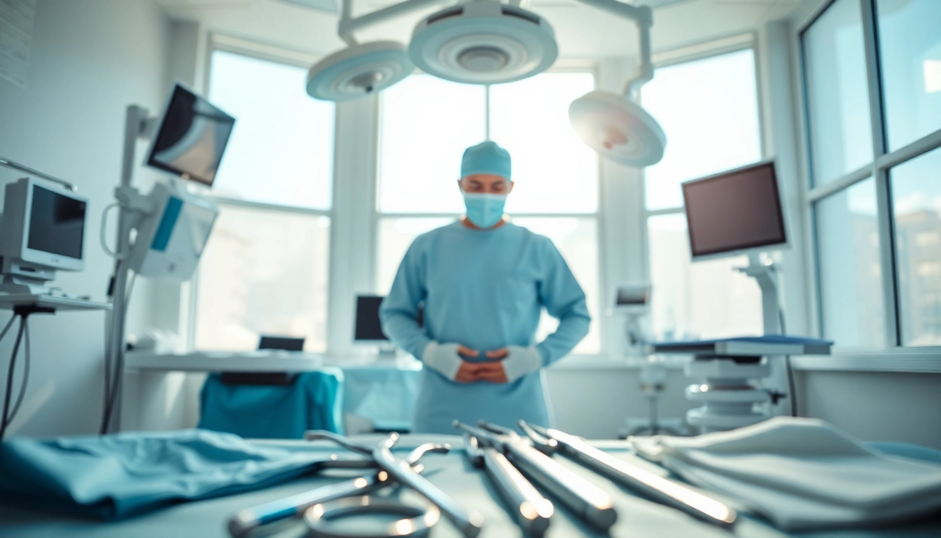 Bauchdeckenstraffung Braunschweig: Surgeon skillfully performing a tummy tuck in a calm operating room.