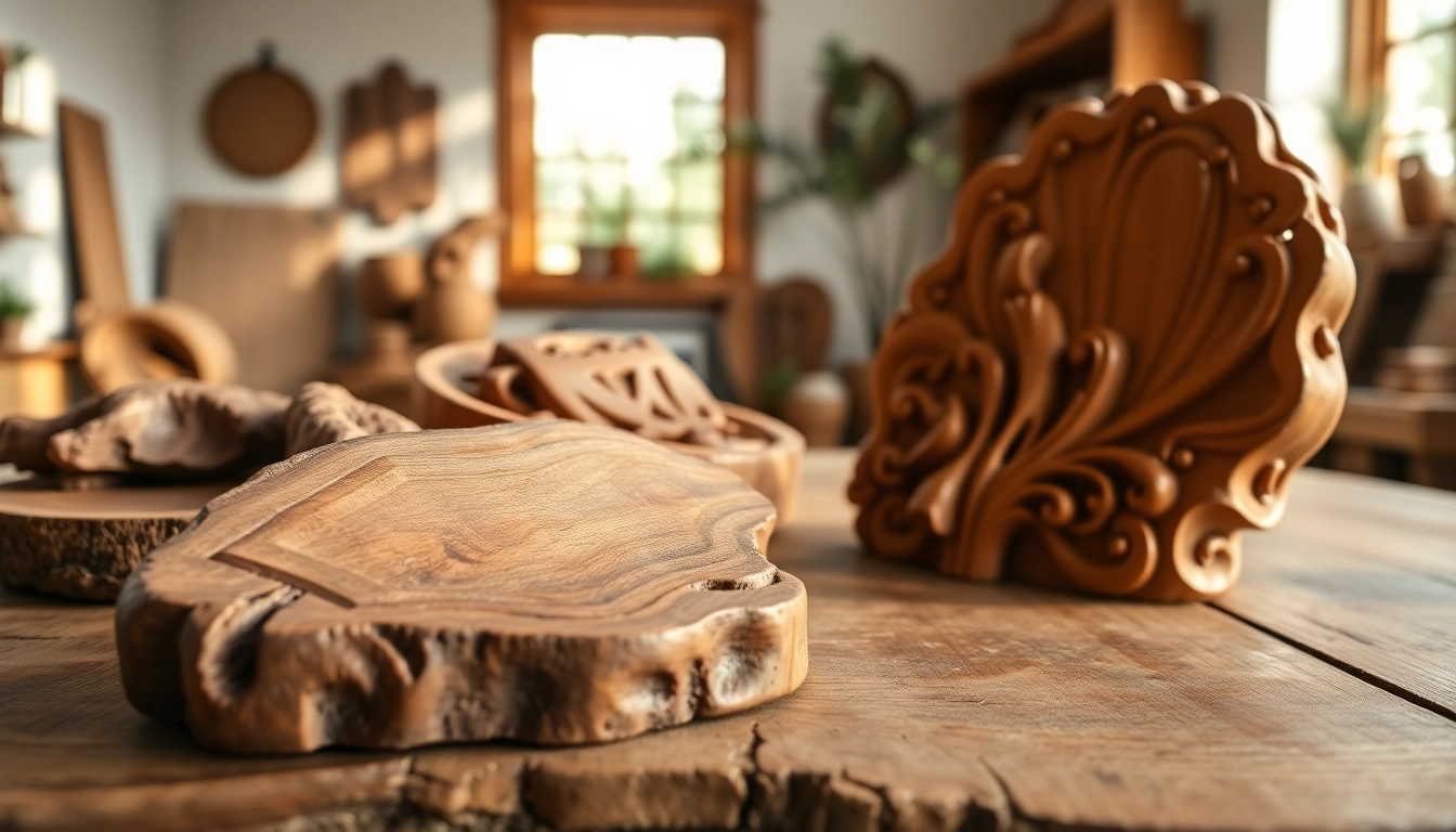 Admire exquisite olive wood carvings showcasing intricate craftsmanship in natural light.
